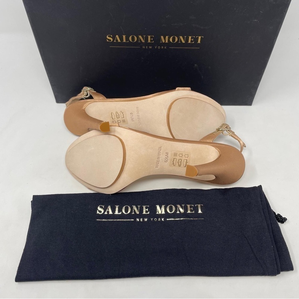 Salone Monet Sable Open Toe High Heel Satin Slingback Stiletto Heels Sandals NWT - Picture 11 of 12
